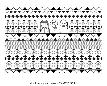 Middle East Arabic pattern design, Riyadh, Saudi Arabia ornament Sadou culture, Najd design, editable stroke