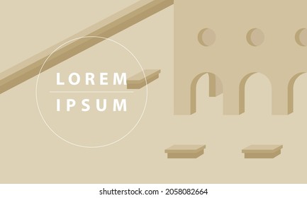 Middle east architecture style background design. Exotic building banner illustration. 