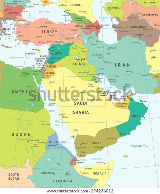 carte moyen orient asie Image Vectorielle De Stock De Carte Du Moyen Orient Et De L Asie 294236012 carte moyen orient asie