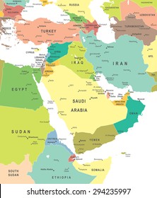 Middle East and Asia - map - illustration