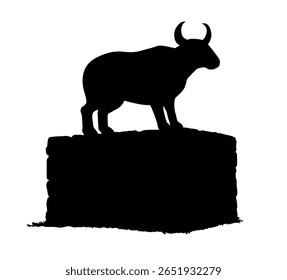 Pedra grande do oriente médio Egito idade passada ouro judeu pecado branco rei mito rito chifre fazenda gado masculino senhor templo símbolo ícone desenhado à mão natureza campo montanha parque esboço retro santo Moisés lei história arte gráfico estilo