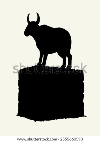 Middle east big stone Egypt past age gold jew sin white king myth rite horn farm male cattle lord temple sign icon Hand drawn nature field hill park sketch retro holy Moses law story art graphic style