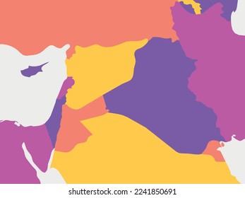 Middle East blank map. High detailed political map of Middle East region