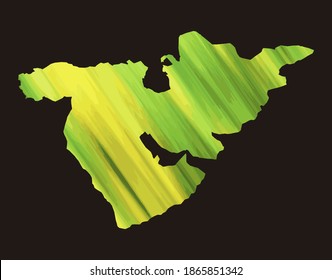 Middle East colorful vector map silhouette