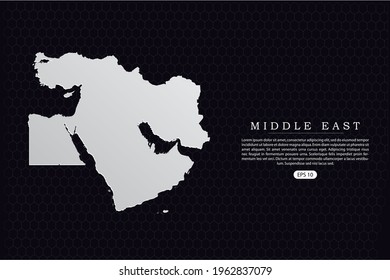 Middle East Continental Map- World Map International vector template with Gray Color isolated on hexagon background - Vector illustration eps 10