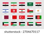 Middle East Countries Flags Collection Set – Vector Illustration of National Flags with Names