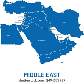 Middle East - Countries Map Vector File