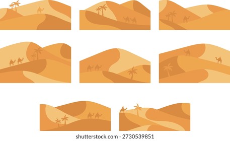 Ein Wüstendesign aus dem Nahen Osten mit weiten Dünen und einem warmen, stimmungsvollen Stil.
