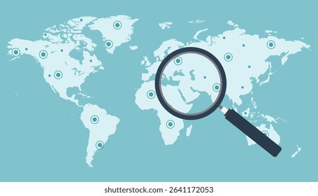 Middle East Focus Design on World Map – Geographic Analysis Concept
