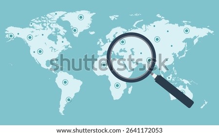 Middle East Focus Design on World Map – Geographic Analysis Concept