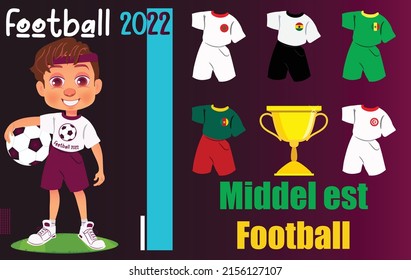 Middle East Football. Smiling Little Boy Holding A Soccer Ball