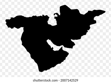  Middle East isolated vector map silhouette
