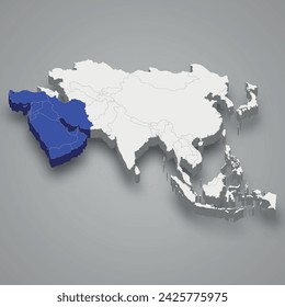 Middle East location within Asia 3d isometric map