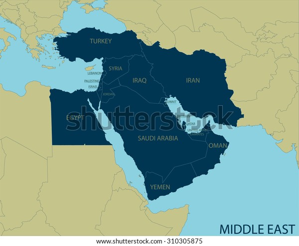 Middle East Map Stock Vector (Royalty Free) 310305875