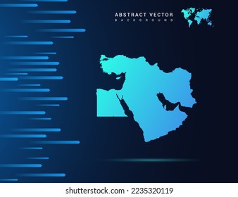 Nahost-Karte mit abstrakter blauer Hintergrundtechnologie.