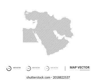 Nahost-Karte abstrakte Linie grau auf weißem Hintergrund, Vektorgrafik zur Präsentation. Kreatives Konzept für Infografik.