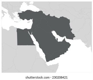 Middle East Map Gray Eps8 Stock Vector (Royalty Free) 230208421 ...