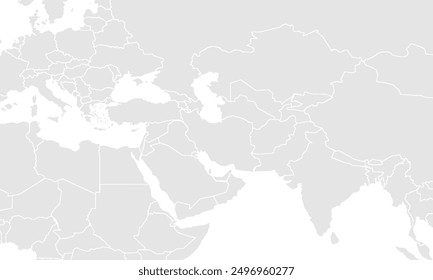 Middle east map Grayscale,isolated on white background for website layouts,background,education, precise,customizable,Travel worldwide,map silhouette backdrop,earth geography, political,reports.
