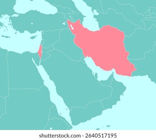 Middle East map illustration (Iran and Israel war) | No text