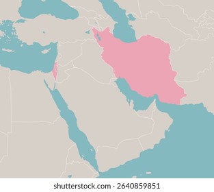 Middle East map illustration (Iran and Israel war) | No text
