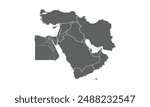 Middle east map isolated on white background. for website layouts, background, education, precise, customizable, Travel worldwide, map silhouette backdrop, earth geography, political, reports.