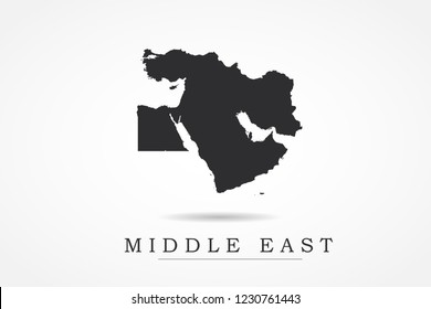 Middle East Map- World Map International vector template with black color isolated on white background - Vector illustration eps 10