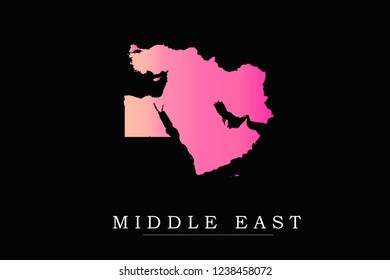 Middle East Map- World Map International vector template with Pink gradient color isolated on black background - Vector illustration eps 10