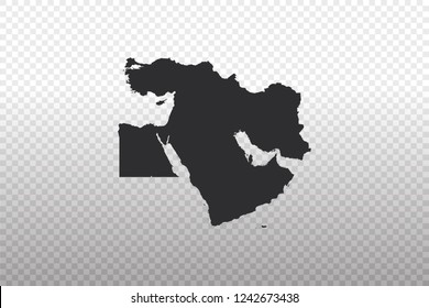 Middle East Map- World Map International vector template isolated on transparent background - Vector illustration eps 10