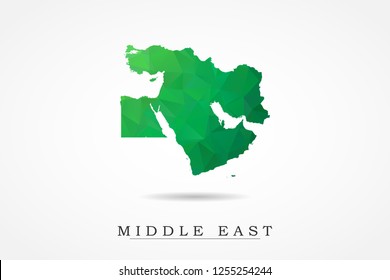 Middle East Map - World Map International vector template, low polygon style with green color isolated on white background - Vector illustration eps 10