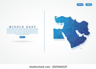 Middle East map - World Map International vector template with polygon blue color gradient isolated on white background for education, website, banner, infographic - Vector illustration eps 10 svg