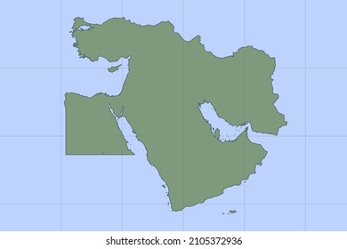 Middle East Map - World map International vector template with green color on blue background and grid design for design, education, website, infographic, banner - Vector illustration eps 10