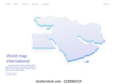 Middle East Map - World map International vector template with isometric style including shadow, purple and blue color isolated on white background for design, website - Vector illustration eps 10 svg