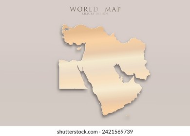 Middle East Map - World map International vector template with 3D, gold luxury design including shadow on bright background for design, education, website, infographic - Vector illustration eps 10