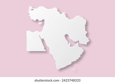 Middle East Map - World map International vector template with paper cut style including shadow and white color on pink background for design, education, website - Vector illustration eps 10