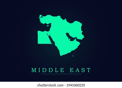 Middle East Map - World map vector template with green color gradient isolated on dark background - Vector illustration eps 10