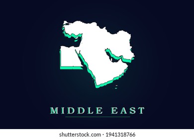 Middle East Map - World map vector template with green and white  color gradient isolated on dark background - Vector illustration eps 10 svg