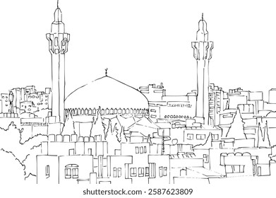 middle east mosque islamic style sketch