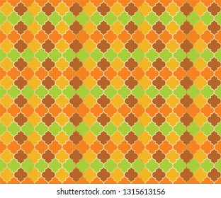 Middle East Mosque Vector Seamless Pattern. Ramadan mubarak muslim background. Traditional ramadan mosque vector pattern with gold grid. Islamic window grid design of lantern shapes tiles.