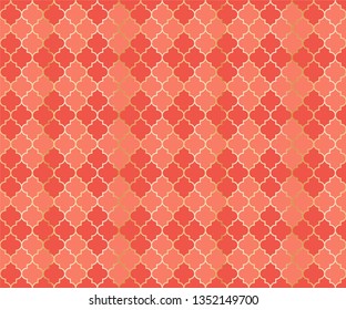 Middle East Mosque Vector Seamless Pattern. Argyle rhombus muslim textile background. Traditional ramadan pattern with gold grid. Rich islamic argyle seamless design of lantern lattice shape tiles.