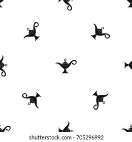 Middle east oil lamp pattern repeat seamless in black color for any design. Vector geometric illustration