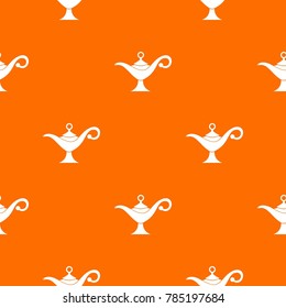 Middle east oil lamp pattern repeat seamless in orange color for any design. Vector geometric illustration