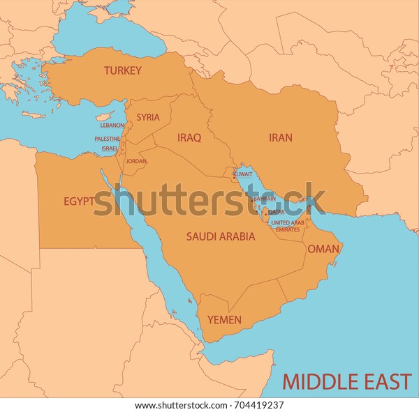 Middle East Map Without Names Middle East Simple Map Country Names Stock Vector (Royalty Free 