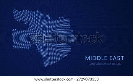 Middle East stylized dotted map in modern circular data tech visualization concept.