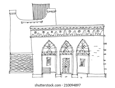 Middle East traditional facade - cartoon