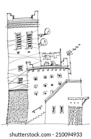 Middle East traditional facade - cartoon