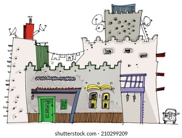 Middle East traditional facade - cartoon