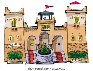 Middle East traditional facade - cartoon