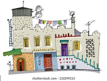 Middle East traditional facade - cartoon