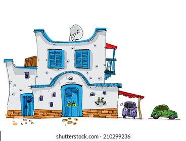 Middle East traditional facade - cartoon