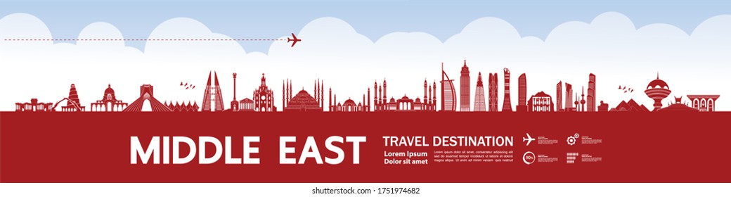 Middle East travel destination grand vector illustration. 
